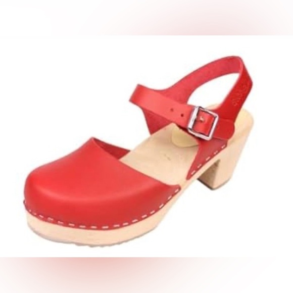 Torpatoffeln Shoes - Torpatoffeln Swedish Leather Mary Jane Clog Wooden Heel-Size 41